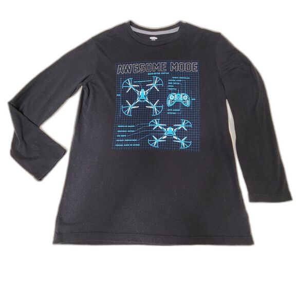 Old Navy Woman's Awesome Mode Drone T Shirt Sz XXL Black Long Sleeve Graphic - Picture 6 of 6